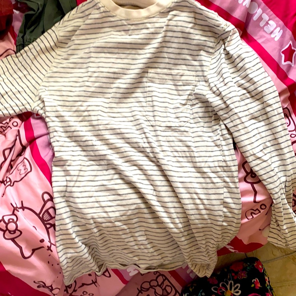 Goodfellow & Co White Striped Long sleeve shirt